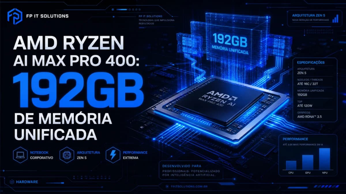 AMD Ryzen AI Max PRO 400: até 192 GB de memória unificada chegam ao notebook corporativo