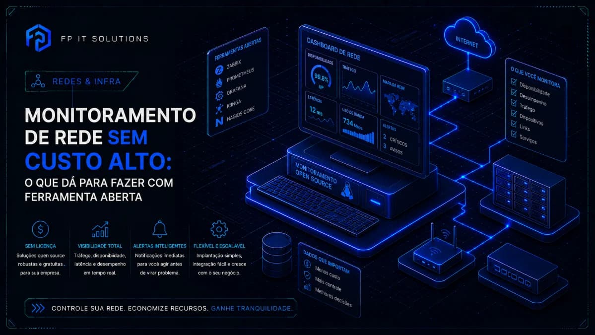 Monitoramento de rede sem custo alto: o que dá para fazer com ferramenta aberta