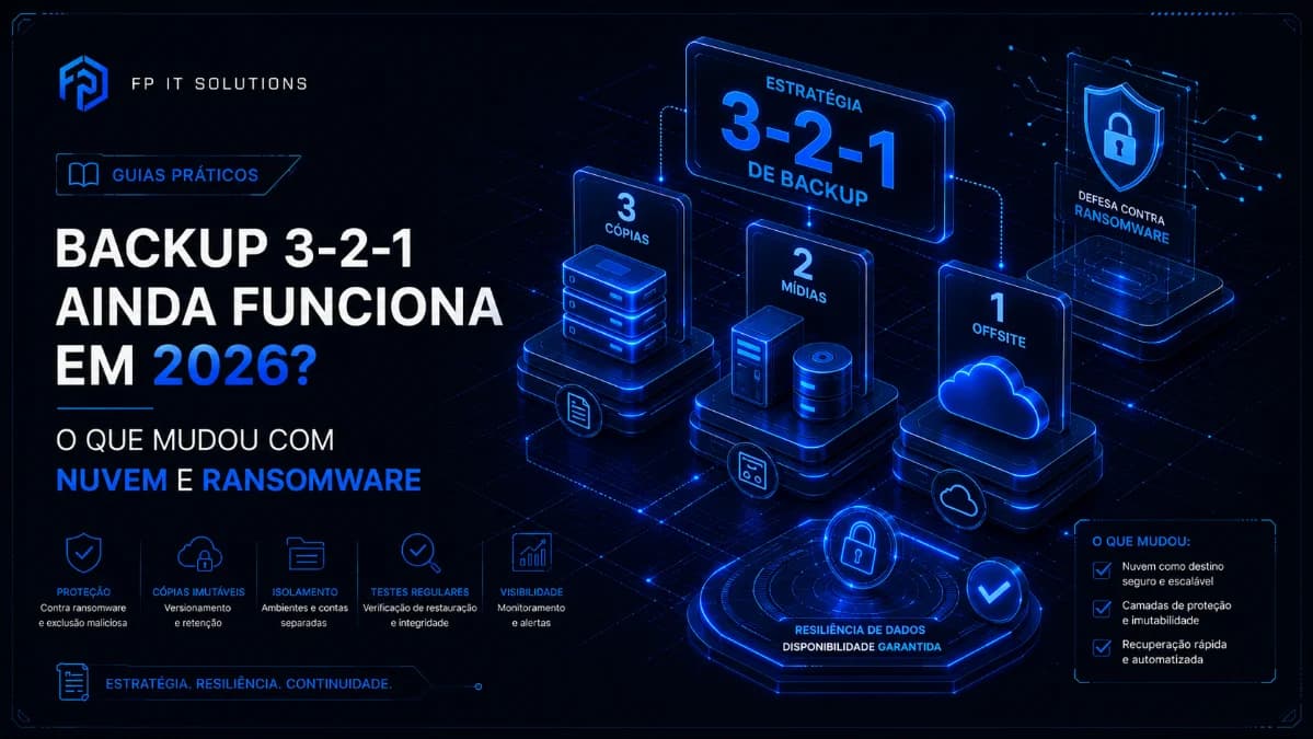 Backup 3-2-1 ainda funciona em 2026? O que mudou com nuvem e ransomware