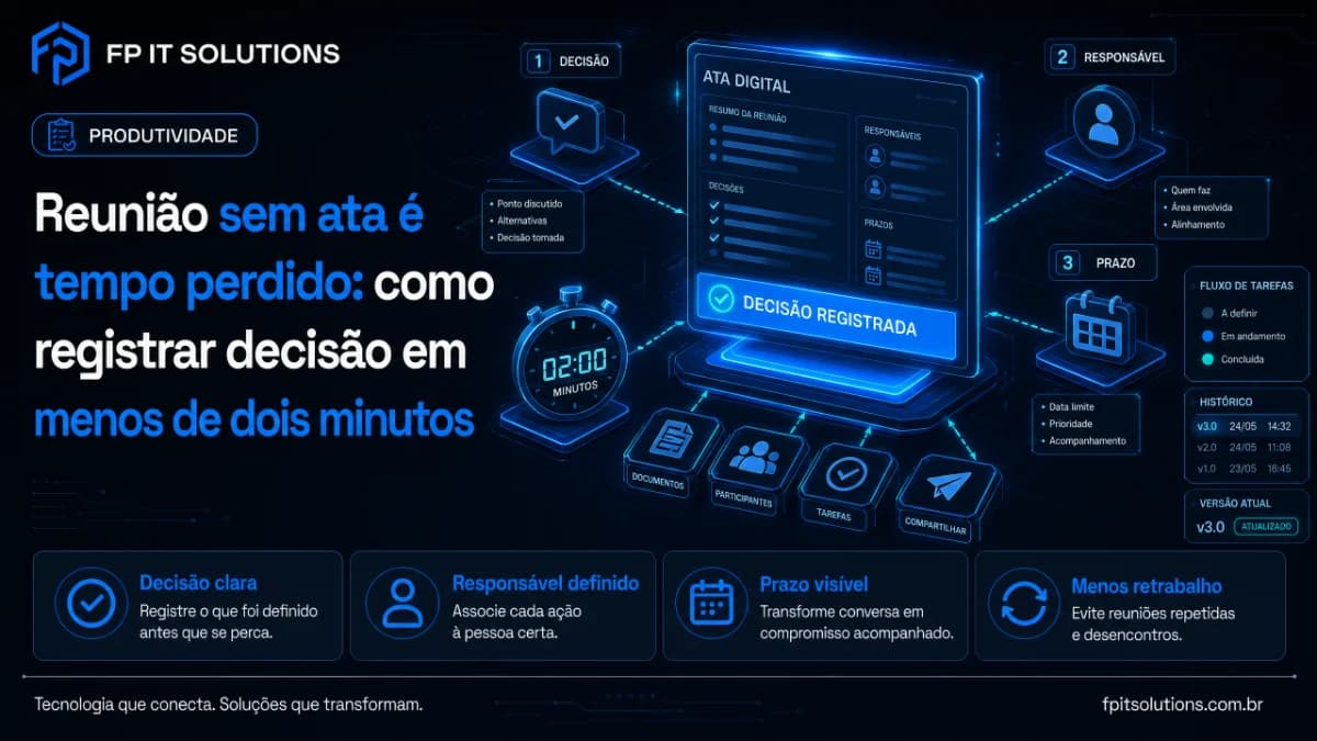 Reunião sem ata é tempo perdido: como registrar decisão em menos de dois minutos