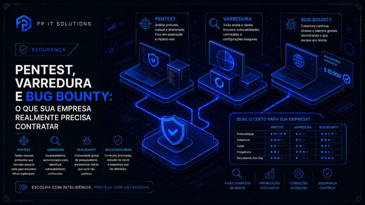 Pentest, varredura e bug bounty: o que sua empresa realmente precisa contratar