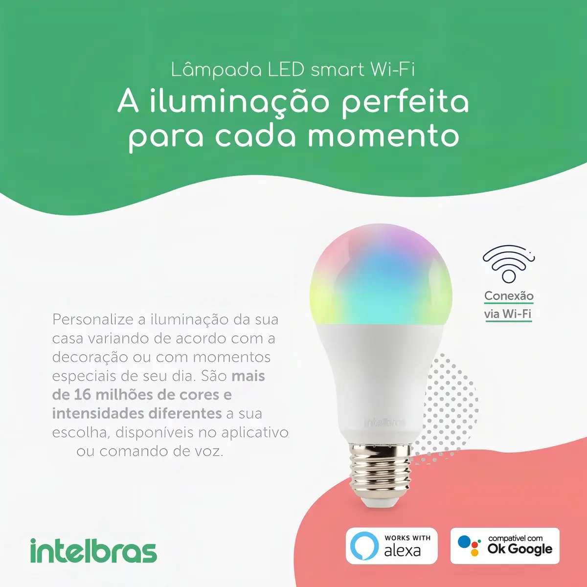 Lâmpada Led Wi-fi Mibo Smart Mls4100 806 Lumens App Intelbras