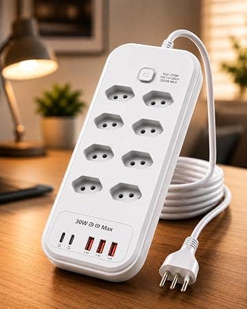 Filtro de Linha Extensão Elétrica 8 Tomadas 5 USB PD 30W