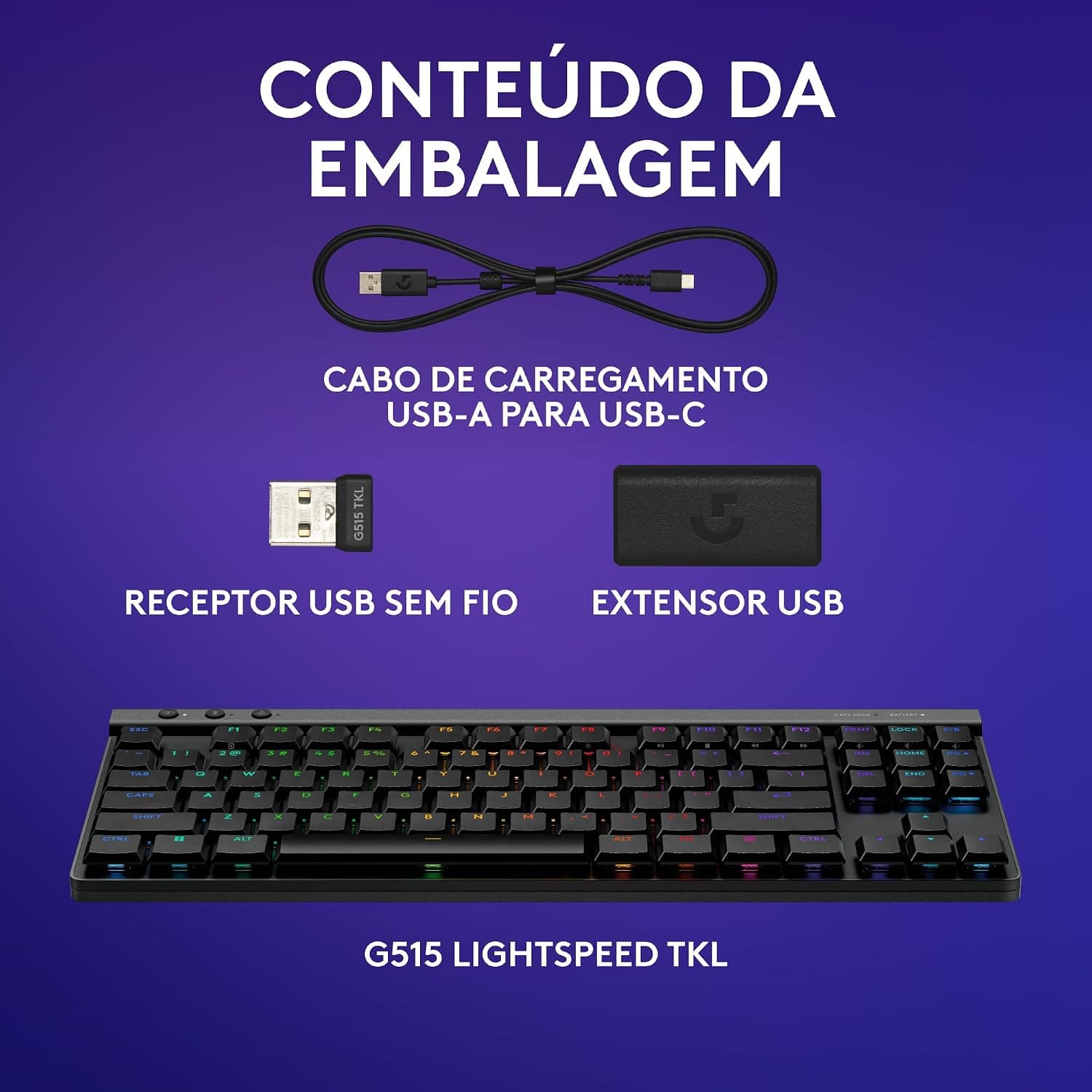 Teclado Mecânico Gamer Sem Fio Logitech G515 LIGHTSPEED TKL