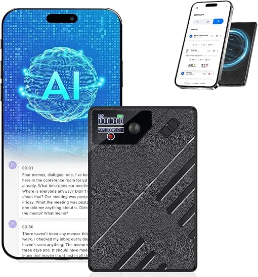 64 GB Gravador de Voz Digital Pequeno com Transcrição de Voz em Texto IA, Traduzido em 256 Idiomas, com Bluetooth