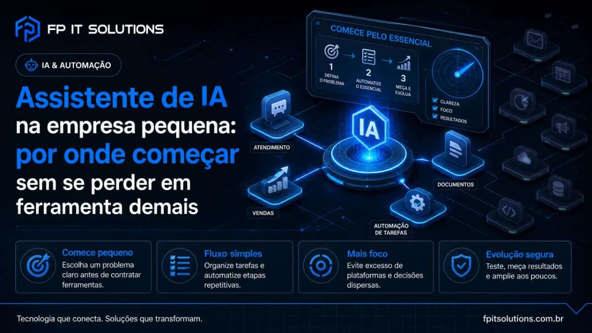 Assistente de IA na empresa pequena: por onde começar sem se perder em ferramenta demais