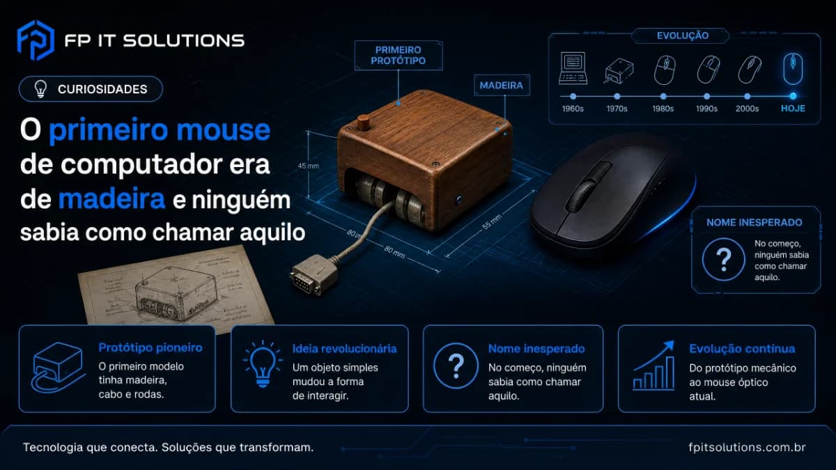 O primeiro mouse de computador era de madeira e ninguém sabia como chamar aquilo