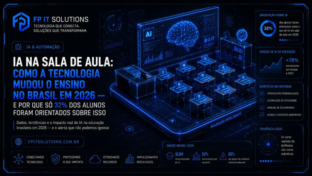IA na sala de aula: como a tecnologia mudou o ensino no Brasil em 2026 e por que só 32% dos alunos foram orientados sobre isso