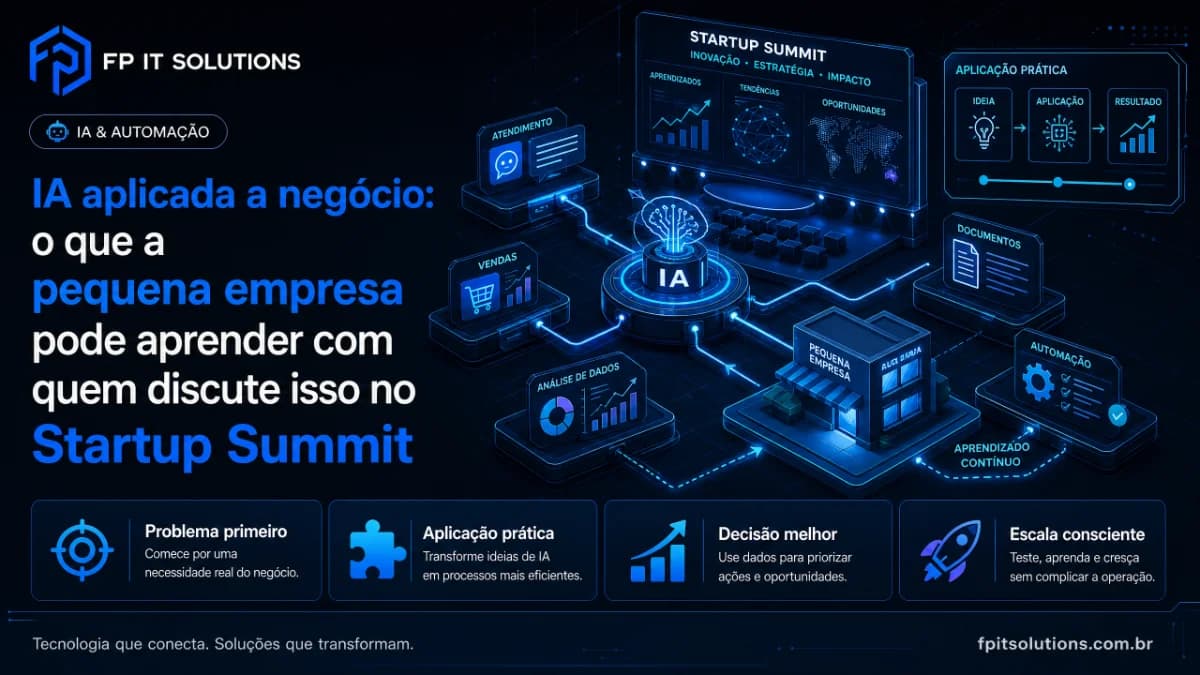 IA aplicada a negócio: o que a pequena empresa pode aprender com quem discute isso no Startup Summit