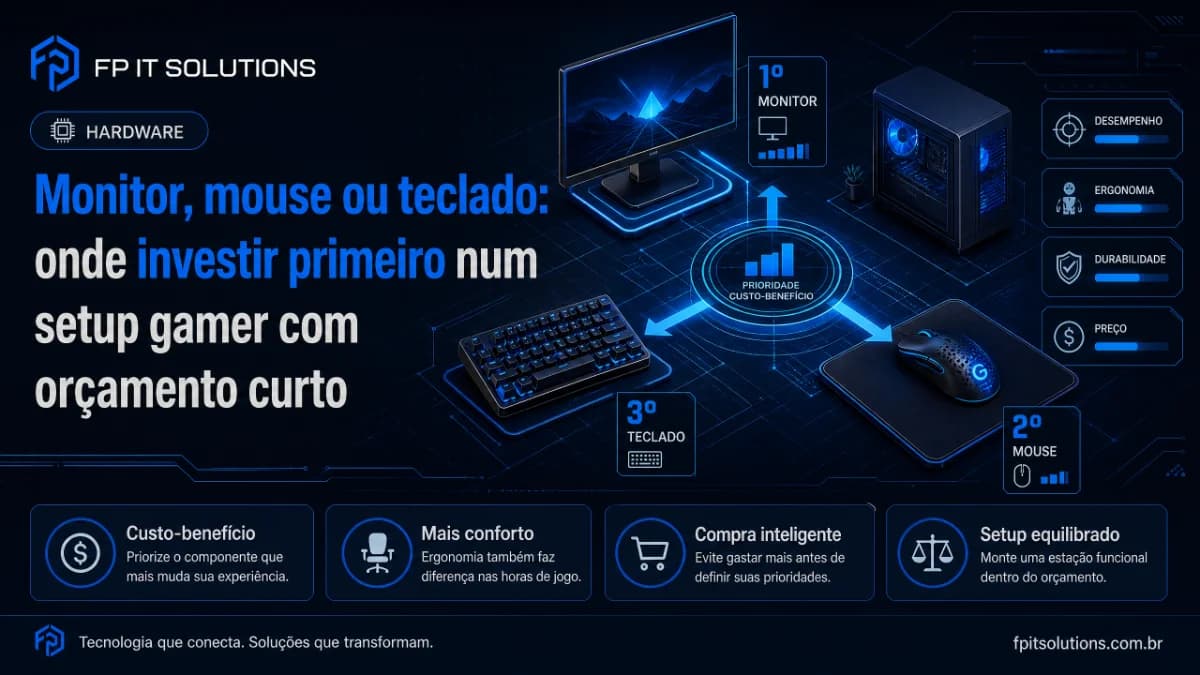 Monitor, mouse ou teclado: onde investir primeiro num setup gamer com orçamento curto