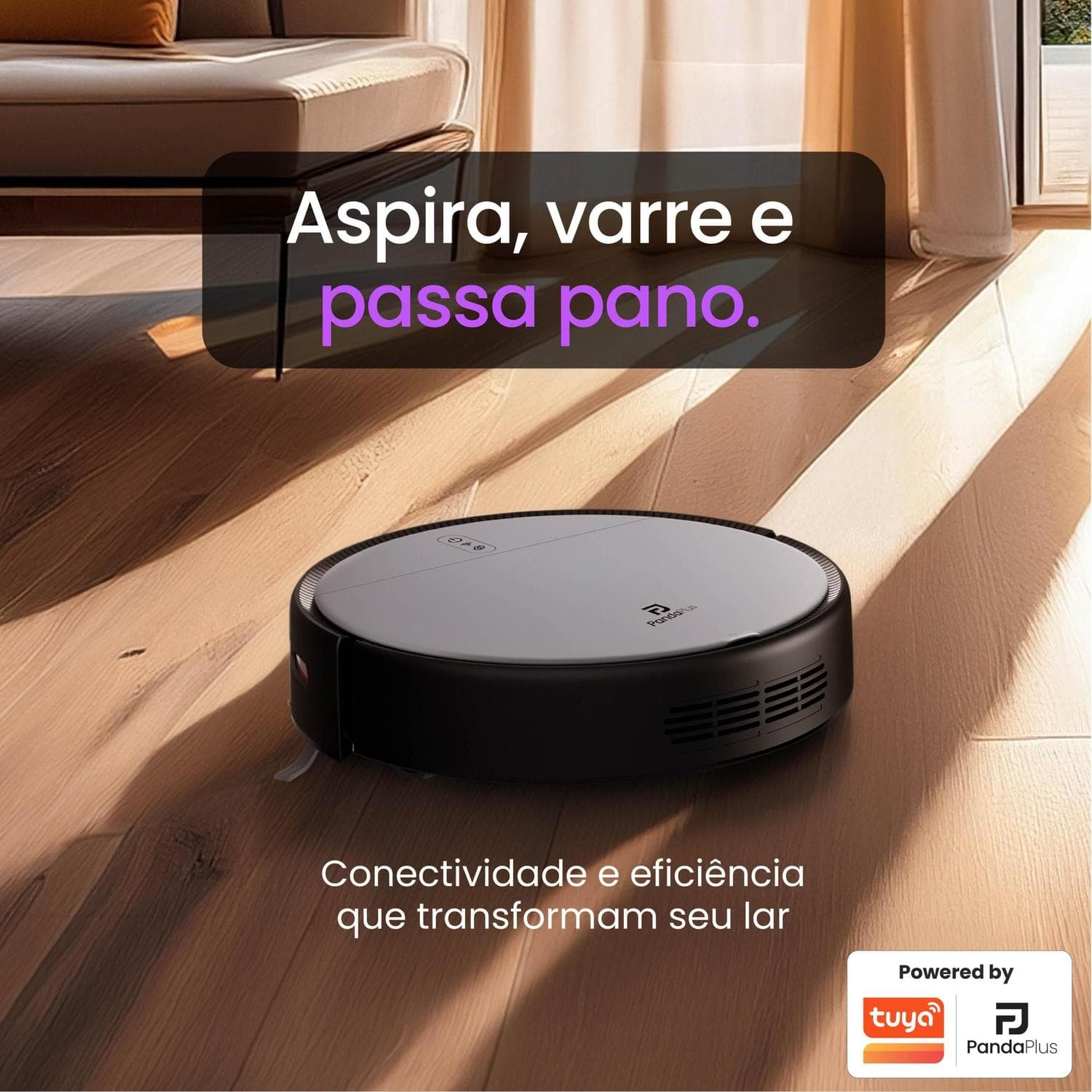 Aspirador Robô Inteligente PandaPlus AMGR1 Wi-Fi App Alexa Google