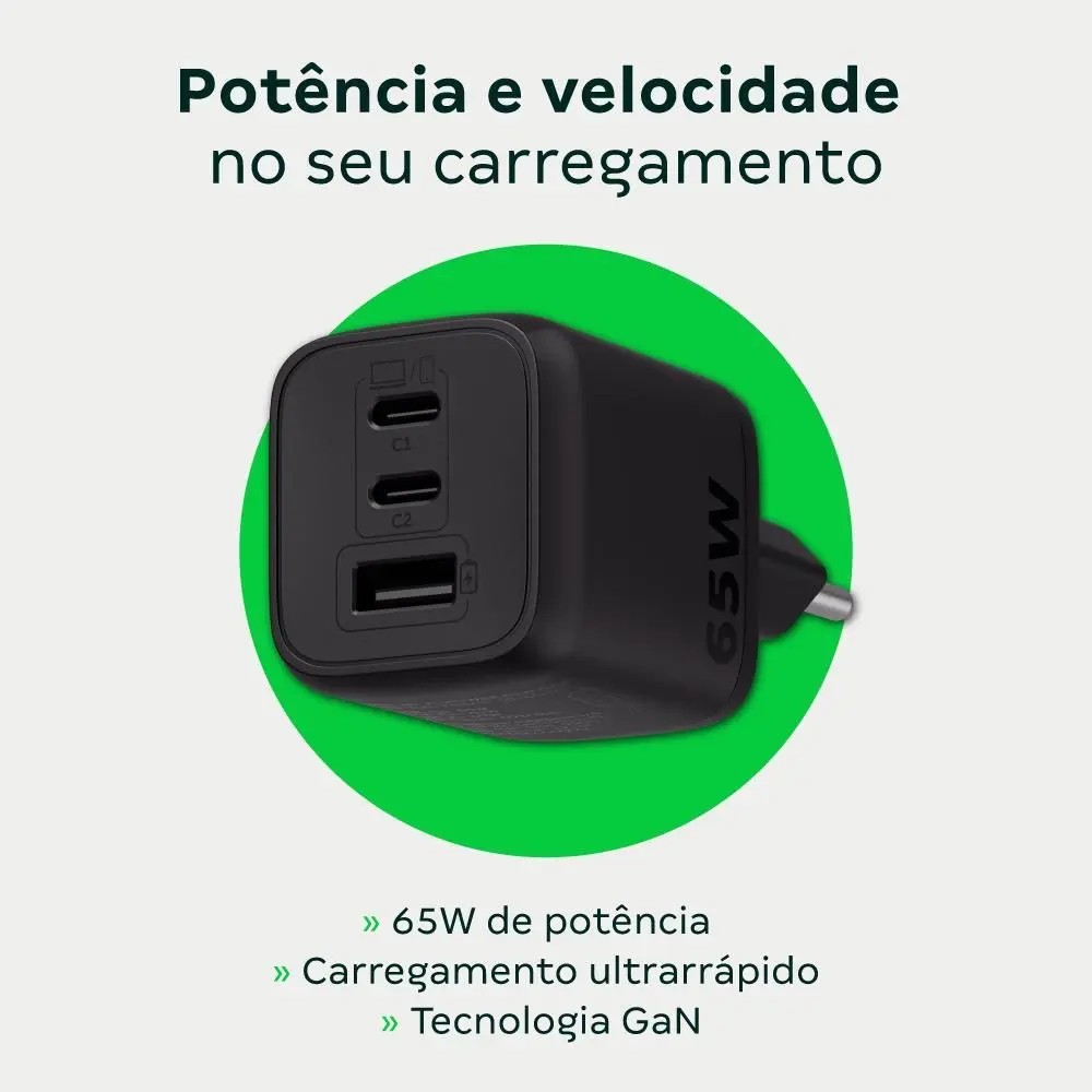 Carregador Turbo 65W GaN EC 21 POWER Intelbras