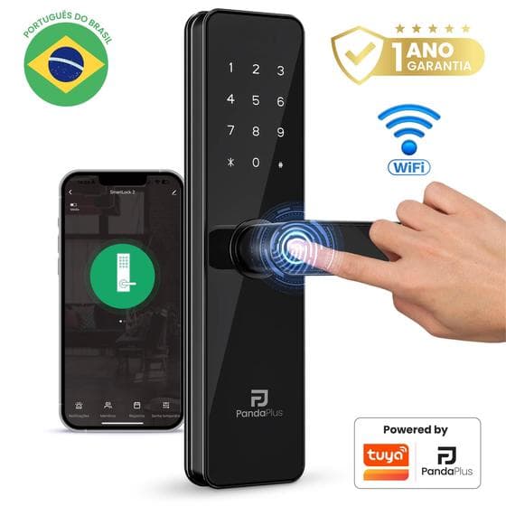 Fechadura Biométrica Eletrônica Digital Wifi Panda Plus Tuya Smart Life