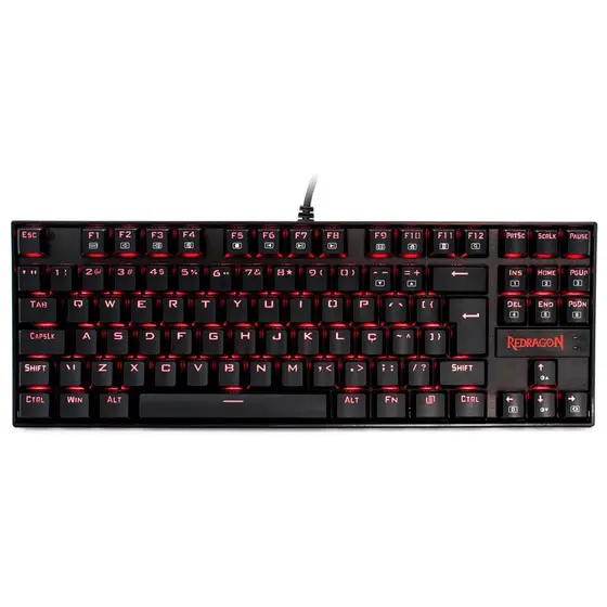 Teclado Mecânico Gamer Redragon Kumara, Anti-Ghosting, LED Vermelho, Switch Red, ABNT2, Preto - K552-2