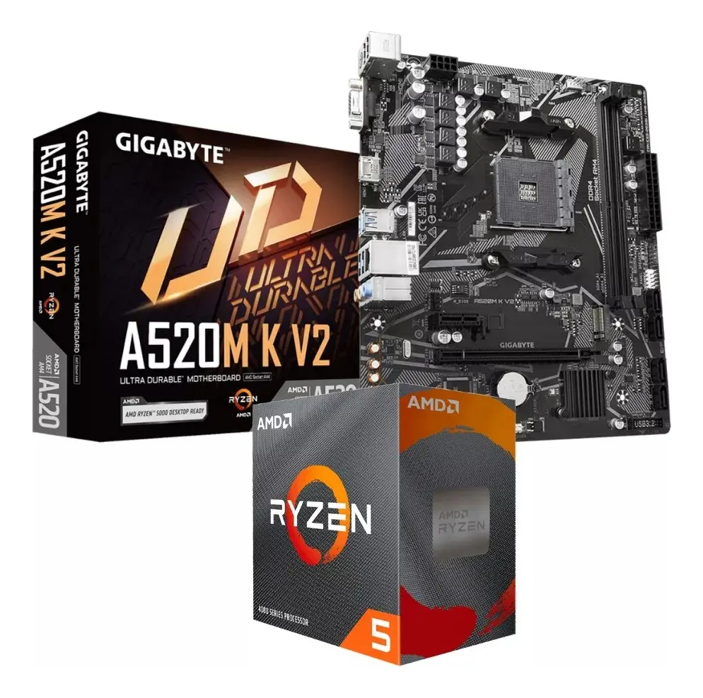 Kit Upgrade AMD Ryzen 5 5500 + Placa Mãe A520M-K Gigabyte