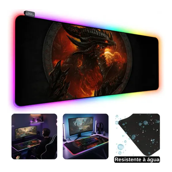 Mouse Pad Gamer RGB Extra Grande 80x30cm