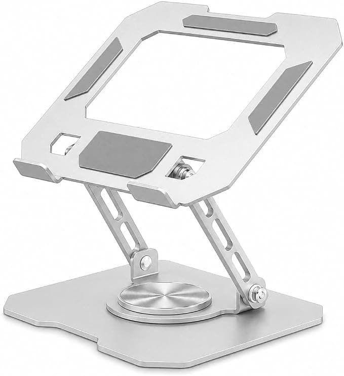Suporte para Notebook e Tablet Ajustável até 17", Base Giratória 360°, Apoio Articulado Ergonômico