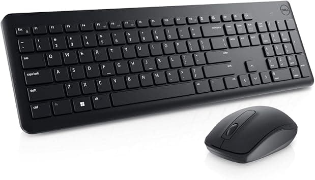 Combo Teclado e Mouse Dell KM3322W Sem Fio, Layout ABNT2 Português (Brasil), Receptor USB 2,4 GHz, Mouse Óptico 1.000 DPI com 3 Botões, Teclas Multimídia, Compatível com PC e Mac, Preto