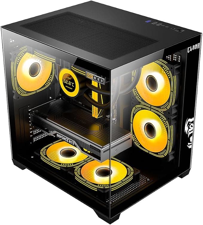 Gabinete Gamer Aquário Lateral Vidro Espaçoso Preto