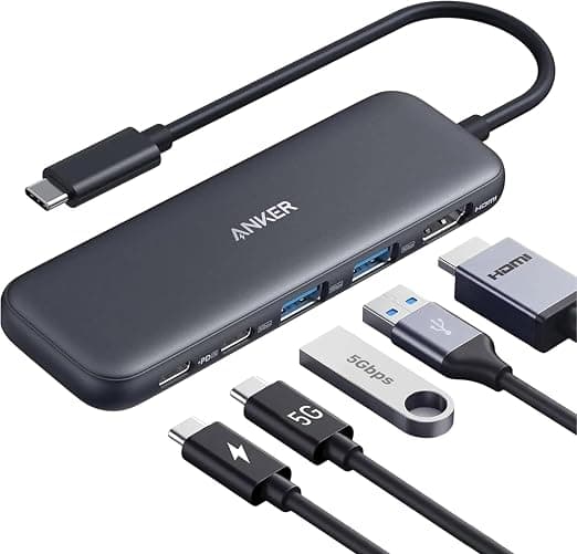 Anker 332 Hub USB-C 5 em 1 — HDMI 4K, 2x USB-A 5Gbps