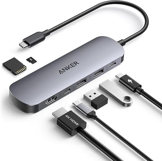 Anker Hub USB-C 7 em 1, Adaptador Multiporta para Notebook, HDMI 4K@60Hz, Até 85W