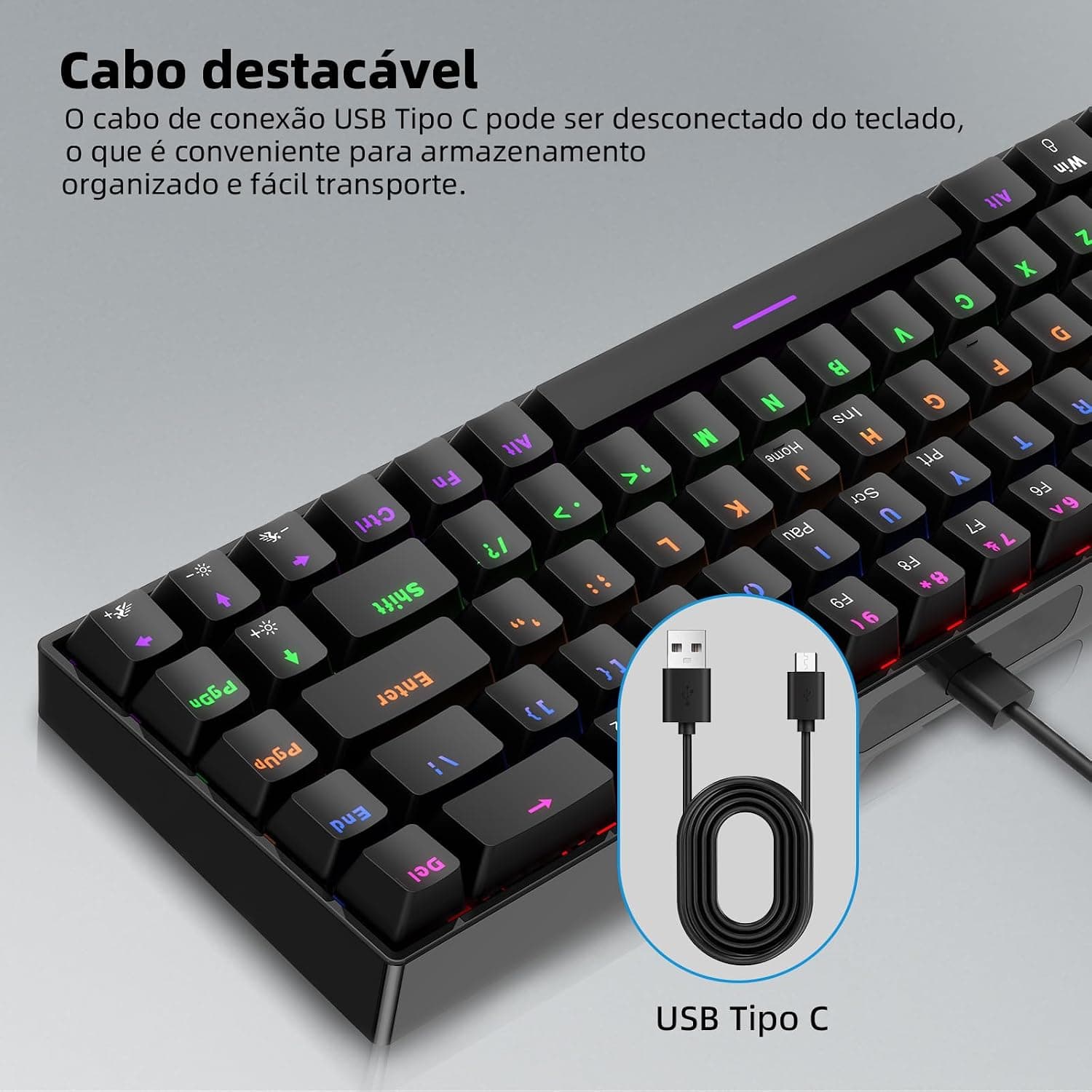 Teclado Mecânico Hot-Swap RGB 65% A1802